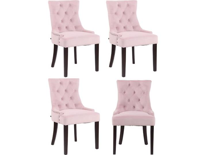 CLP 4er Set Esszimmerstuhl Aberdeen Samt Antikes Design mit Gestell aus Kautschukho creme Gestell Farbe antik