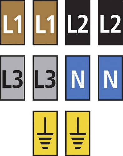 HellermannTyton WIC2-L1,L2,L3,N,Earth-PA66-MIX Kennzeichnungsclip Aufdruck L1, L2, L3, N, Erde 561-02300