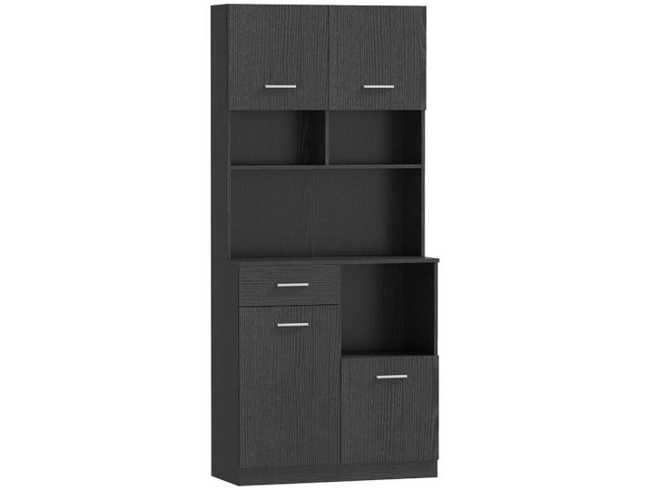 Homcom Küchenschrank Hochschrank mit verstellbarem Regal Schublade Schwarz, Holzwerkstoff, 35x180x80 cm, Küchen, Küchenmöbel, Küchenschränke, Geräteumbauschrank