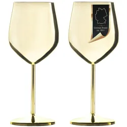 Intirilife Weingläser 400 ml Bruchfest (2er-Set), Weingläser, Gold