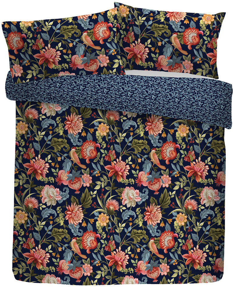 Dreams & Drapes Cotton Floral Duvet Cover Set with Pillowcases Included Navy King Duvet Cover + 2 Standard Pillowcases