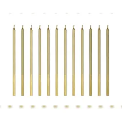 PartyDeco Geburtstagskerzen 14cm glatt 12er Set Kuchenkerzen Geburtstag Kerzen Torte Geburtstagskuchen Tortenkerzen Gold