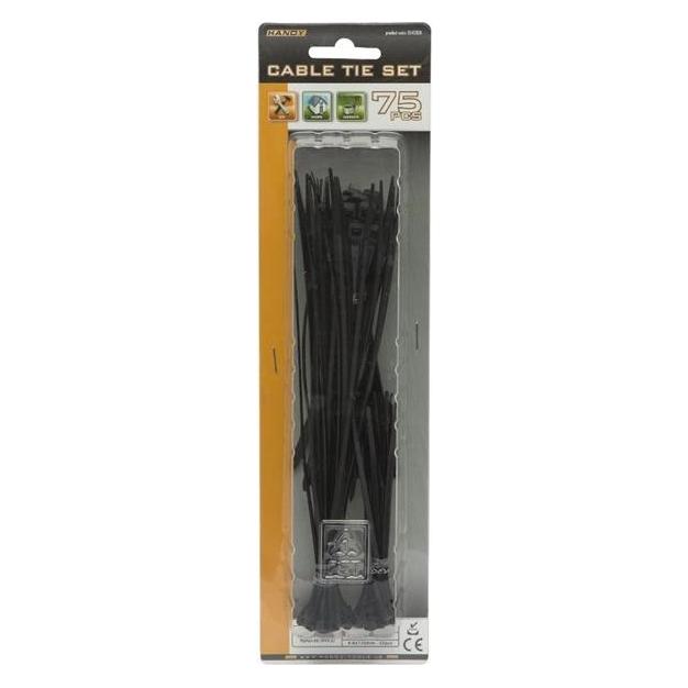 Handy Vezeték kötegelő - 05430BK (fekete, 75db-os szett) (75 Stk.) (SZEGLO05430BK)