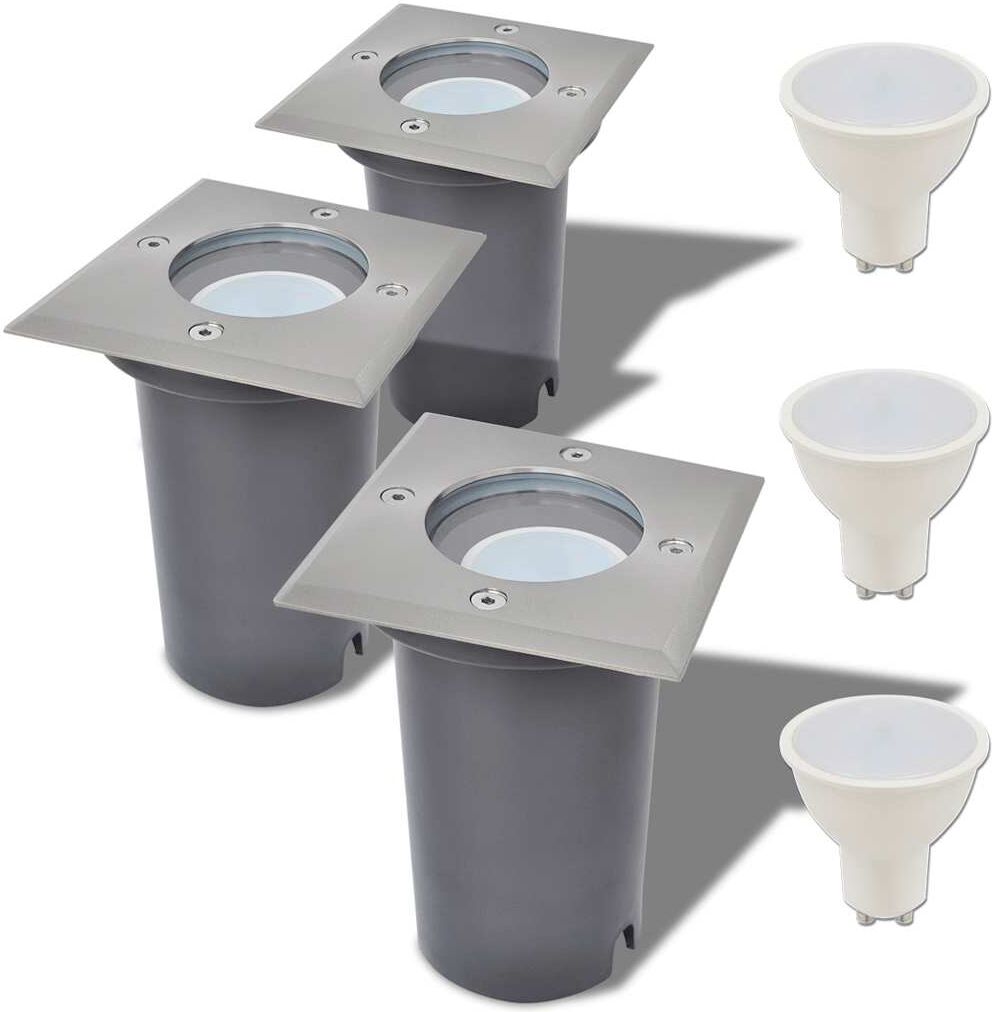 vidaXL Lampes au sol à LED d'extérieur 3 pcs carré