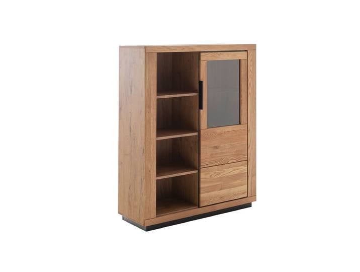 Highboard mit Glastür Wildeiche massiv geölt 112 cm - GRENO