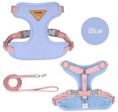 Uplift Essentials Breathable Fashion Mesh Cat & Puppy Harness Set blue s
