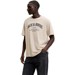 Jack & Jones Herren Rundhals T-Shirt JJEDENVER LOGO TEE SS O-NECK - Relaxed Fit - 12298726 Turbulence - S
