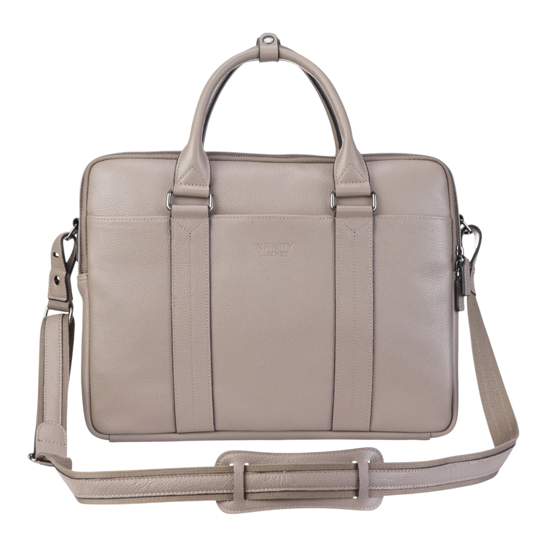 Echtes Leder Grau Laptop Business Aktentasche Büro Arbeit Reisetasche - Sutton