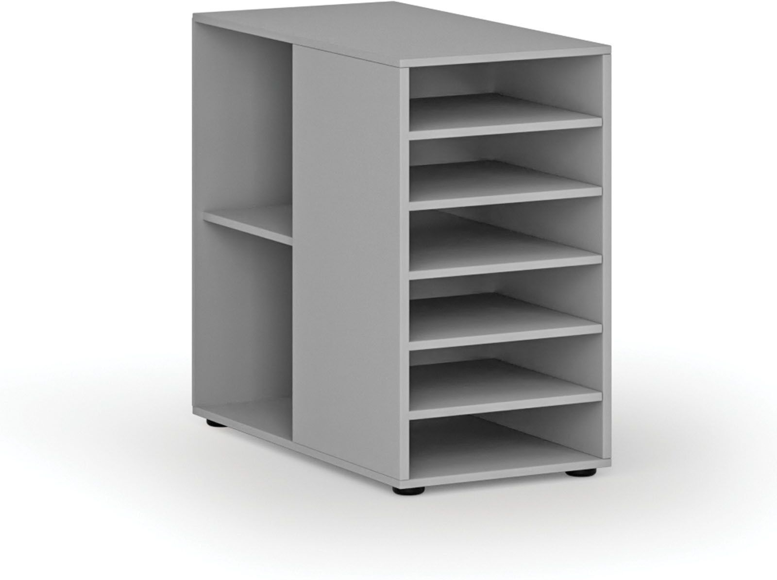 B2B Partner Beistell-Regalschrank für PRIMO Schreibtisch Grau, links, grau