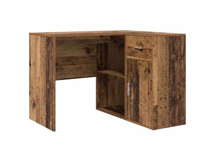 SpringSale*BUREAU de travail minimaliste Table d'écriture à domicile UNIQUE Marron style - style d'angle - avec tiroir Bois ancien 1