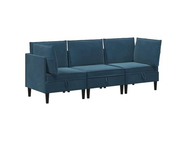 Makastle 3-TLG. Sofagarnitur Blau Samt 210x70x82 cm