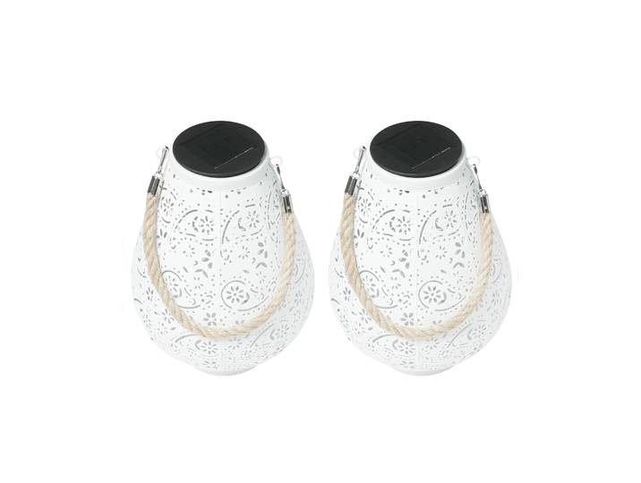 LED Solar Laterne BEYAZ 2er Set 18 x 24 cm weiss