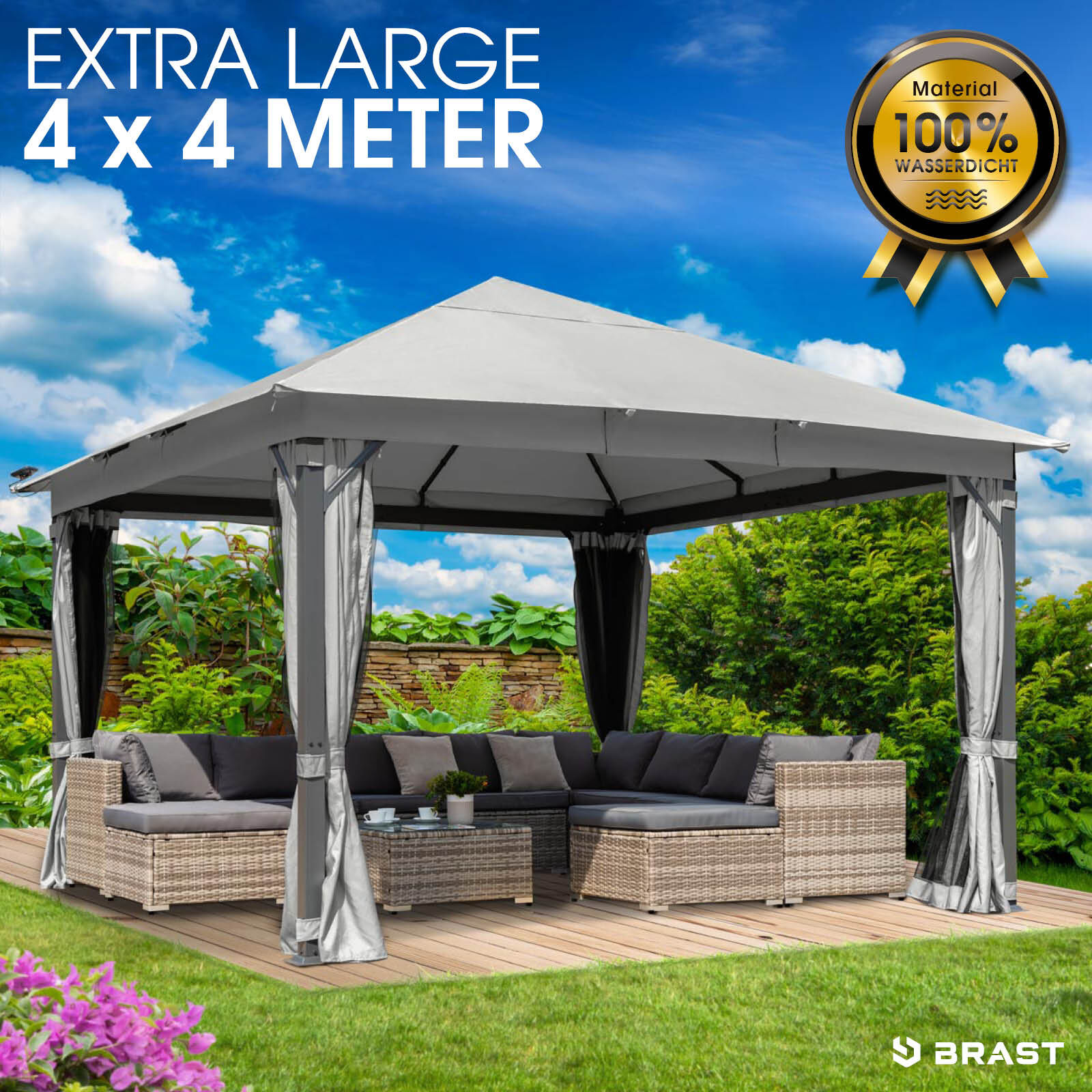 Brast Alu Pavillon INFINITY 4x4m hellgrau