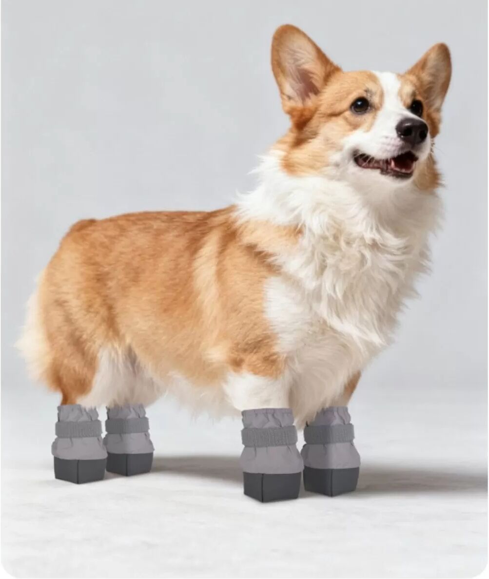 INF 4er-Set Schmutzabweisende Regen-Schuhe für Haustiere – Wasserdichte & Rutschfeste Hundestiefel für Spaziergänge im Freien M