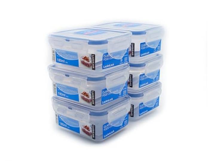 Lock & Lock Boîte hermétique rectangulaire de Stockage d’Aliments 180ml lot de 6