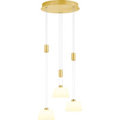 LED Pendelleuchte "ELEGANCE", gold (messingfarben matt), 3, Ø 43cm, 1 Stk., HELL HÖLLISCH GUTES LICHT, Leuchten, dimmbar über Wanddimmer, Höhenverstellbar, LED Pendelleuchte