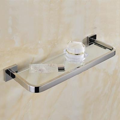 Duschregal aus 8 mm gehärtetem Glas, Toilettenregal für Badezimmer, Kosmetika, Toilettenartikel, Ablagefläche, verdickter Edelstahl 304, Spiegel, helle Farbe, verschiedene Spezifikationen verfügbar