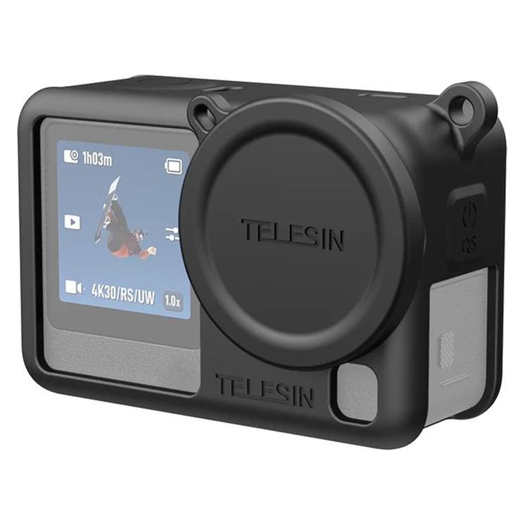 Telesin Silicone Cover + Lens Cap--Black for DJI OSMO Action 6 (S6-PTC-11)