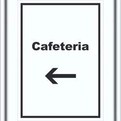 HB-Druck Cafeteria Schild mit Text und Richtungspfeil links Selbstbedienung hochkant A1 (594x841mm)