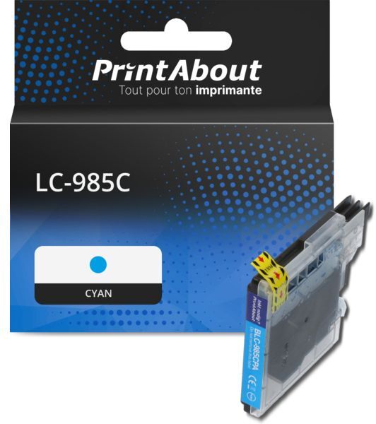 PrintAbout Cartouche compatible Brother LC-985C - Cyan Cyan