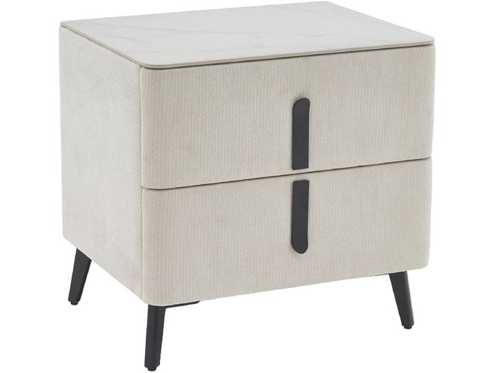 Nachttisch VELVET 2 Schubladen 50x40x49cm beige stoff