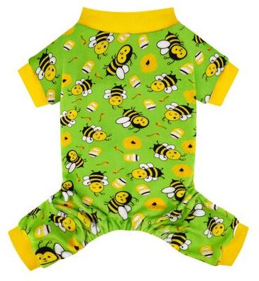 Multisell Products Hub Cozy Winter PJs With Feet, Perfect For Small Dogs, Soft Stretchy Onesie For Chihuahua Yorkie, Funny Bee Dog Pajamas green m