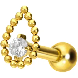 Titan Ohrpiercing mit Innengewinde TROPFEN + KRISTALL