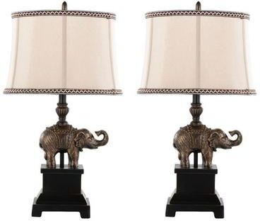 Lumisource Embry Elephant Table Lamp Pair Bronze, Pair, Bronze