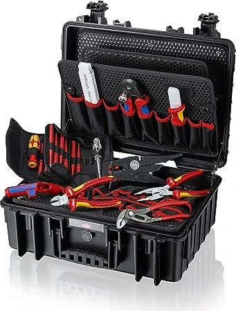 Knipex Werkzeugkoffer "Robust23" Elektro, 25-teilig (schwarz, mit Werkzeug-Sortiment für Elektriker)