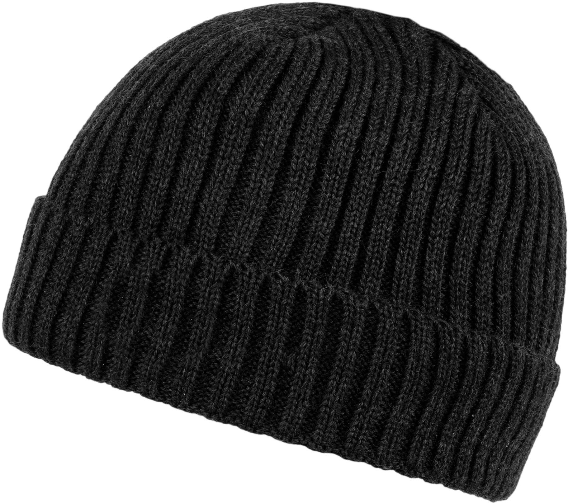 Strickmütze CAPO, Herren, Gr. S/M, schwarz, Rippstrick, Wolle, Mützen Strickmütze, mit Merinowolle, atmungsaktiver Tragekomfort, gefüttert
