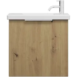 burgbad Eqio Keramik-Waschtisch inklusive Waschtischunterschrank, 530x315x520mm, SFPF053F5662C0001G0146, Farbe: Eiche Dekor Urban / Eiche Dekor Urban, Griff Chrom G0146