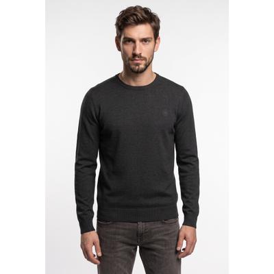 Rundhalspullover LERROS, Herren, Gr. L, schwarz, Strick, Obermaterial: 100% Baumwolle, unifarben, Rundhals, Bündchen, Pullover Rundhalspullover, mit kleiner Logostickerei