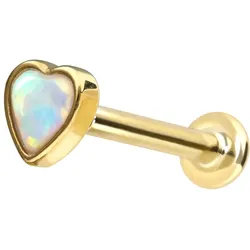 14 Karat Gold Labret mit Innengewinde SYNTHETISCHES OPALHERZ