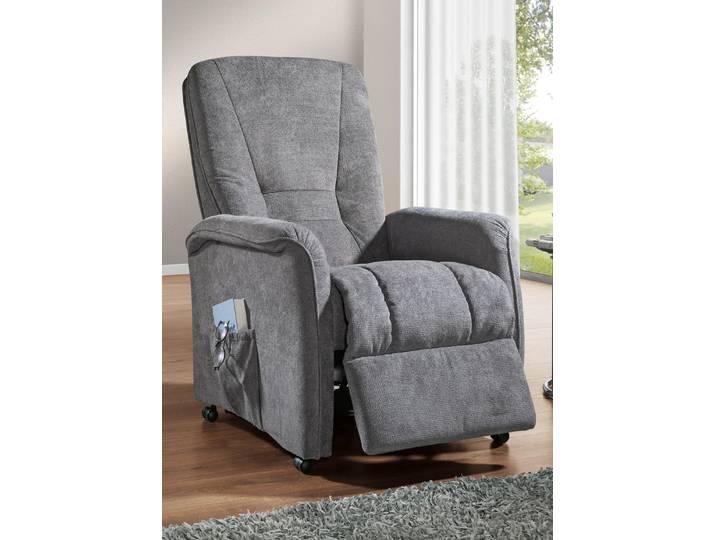 Bequemer TV-Sessel auf stabilem Holzgrundgestell, Dunkelgrau, TV-Sessel, mechanisch