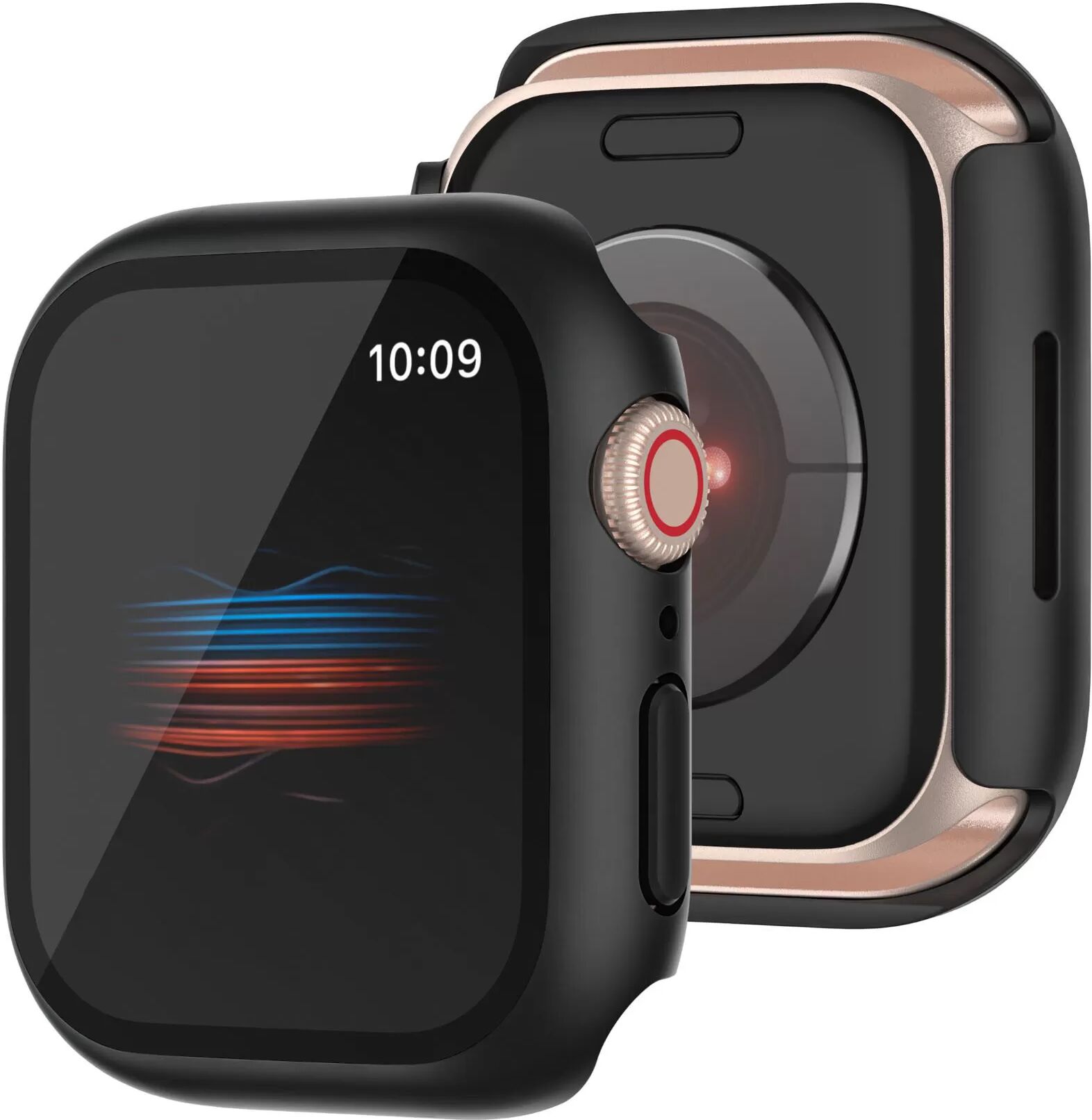 INF Boîtier de protection compatible avec Apple Watch 45mm Series 7/8/9 avec bouton - Noir