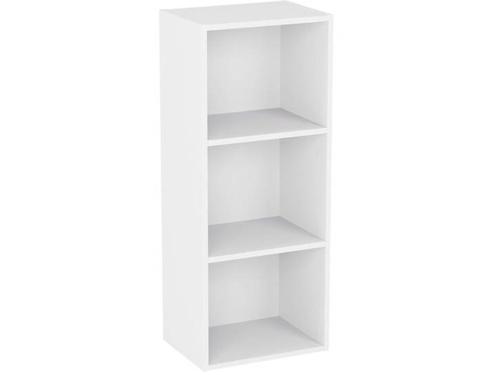 Bibliothèque Cube 3 Niveaux Blanc 80cm Bois - Rangement Moderne Gain de Place Salon Chambre ou Bureau - H80xL32xP24cm