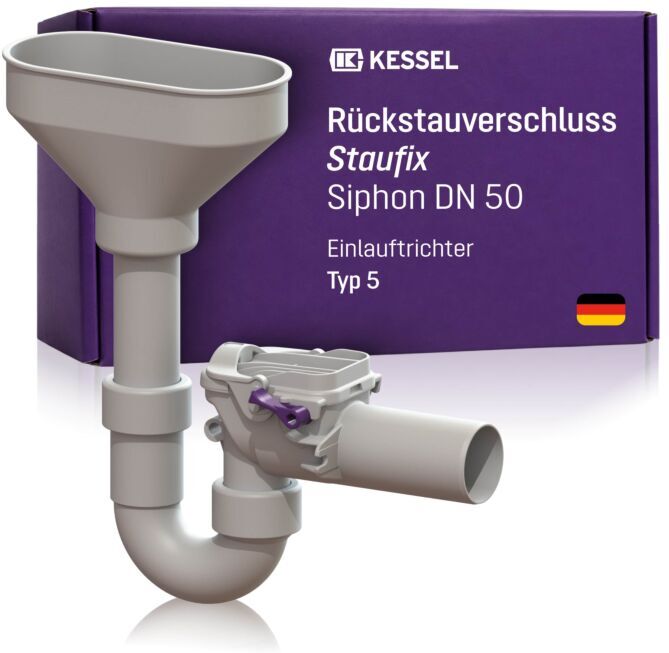 Kessel Rückstaudoppelverschluss Staufix 73053 DN 50, mit Geruchsverschluss und Einlauftrichter