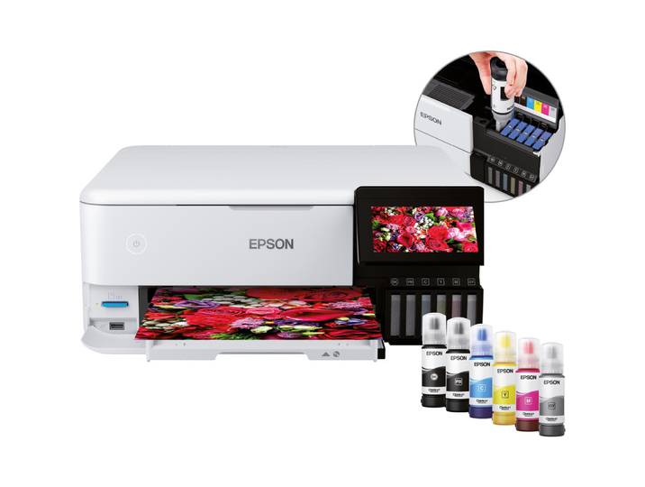 Epson EcoTank ET-8500, Jet d'encre, Impression couleur, 5760 x 1440 DPI, Numérisation couleur, A4, Blanc C11CJ20401