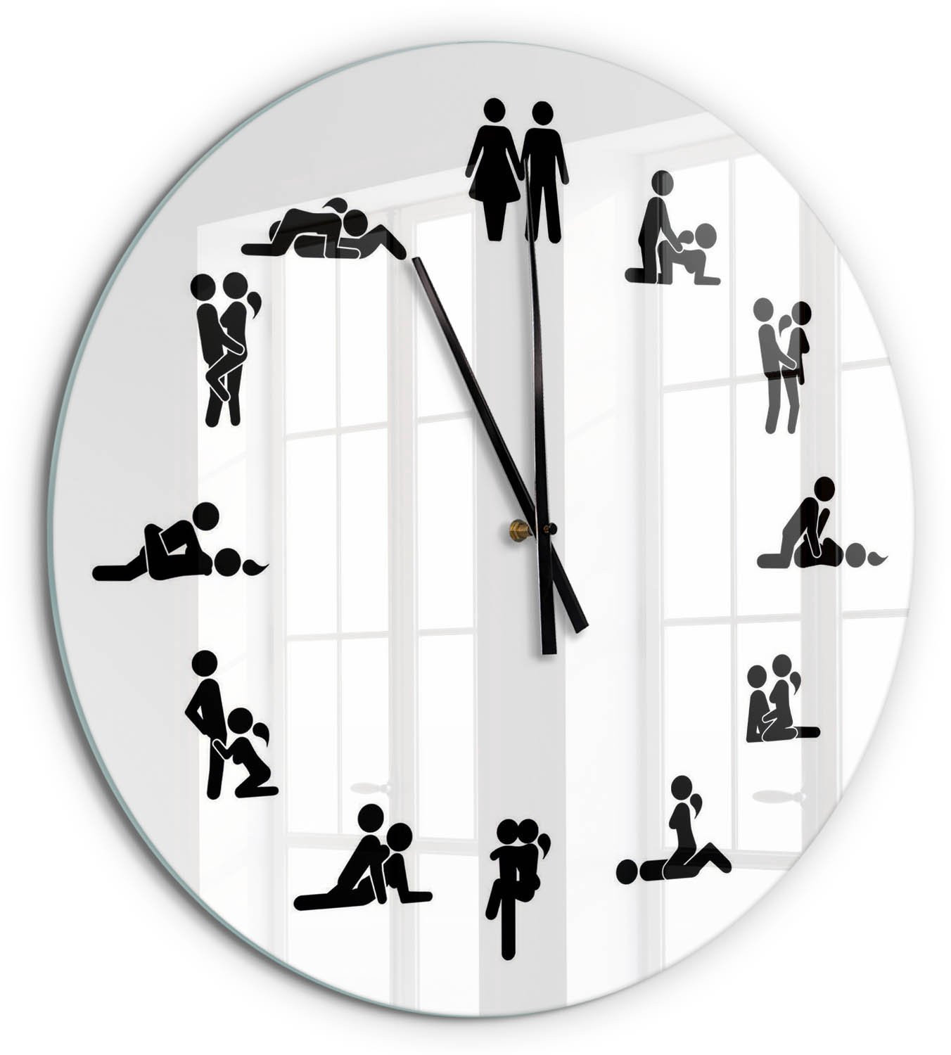 Tulup Wandklok Kama Sutra - Wit Glas met Print - Diameter: 60 cm