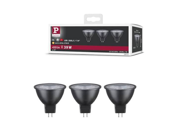 Paulmann 28912 LED lamp reflector set van 3 12V 3x450lm 36° 3x6 Watt lamp grijs 2700 K GU5,3