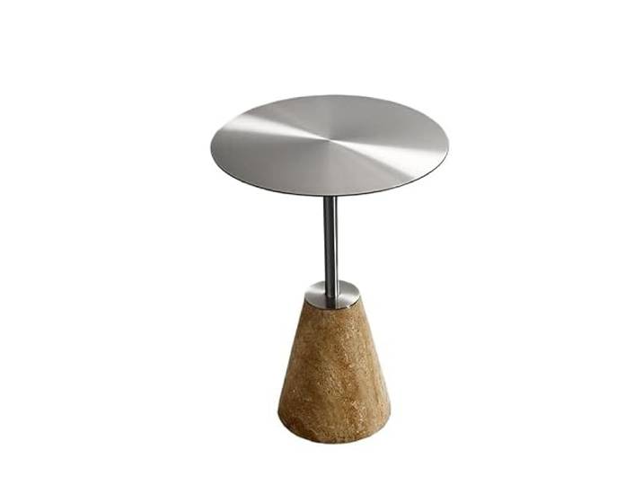 YCCHAH Sofatisch Couchtisch mit Steinsockel, Sofa-Beistelltisch, Balkon, Teetrinker, Kleiner Tisch, runder beweglicher Wohnzimmer-Beistelltisch