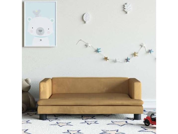 KGTKGTYER Kindersofa 80x45x30 cm Samt Minisofa Braun Massives Kiefernholz, Für 3-6 Jährige, Gepolstert