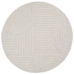 TEPPICH aus Wolle LEVEN in Elfenbein, geometrisch, Ø 160 cm