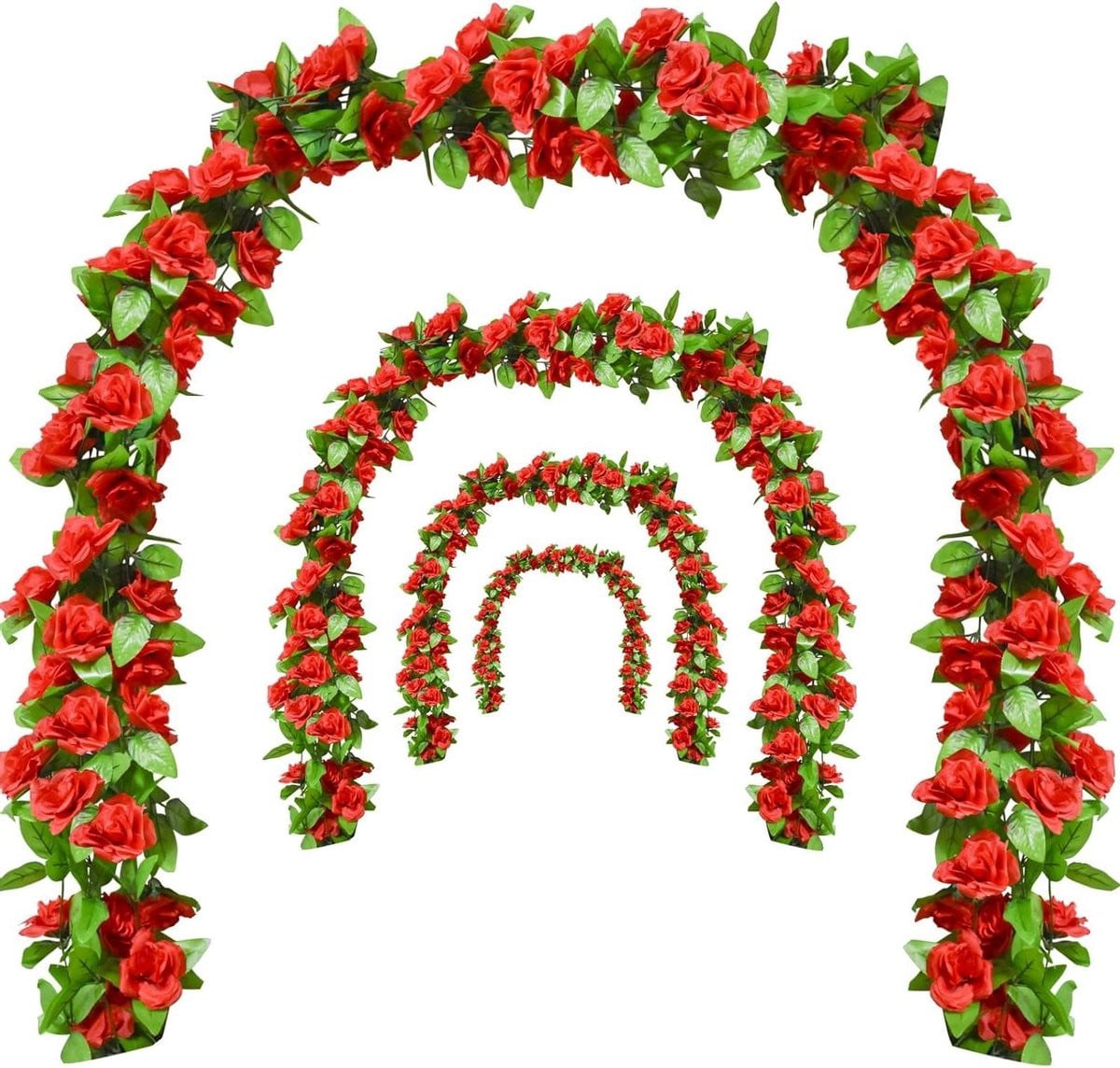 Rode Bloemenslinger met Kunstmatige Rozen van Zijde - 46 meter - Realistische Decoratie