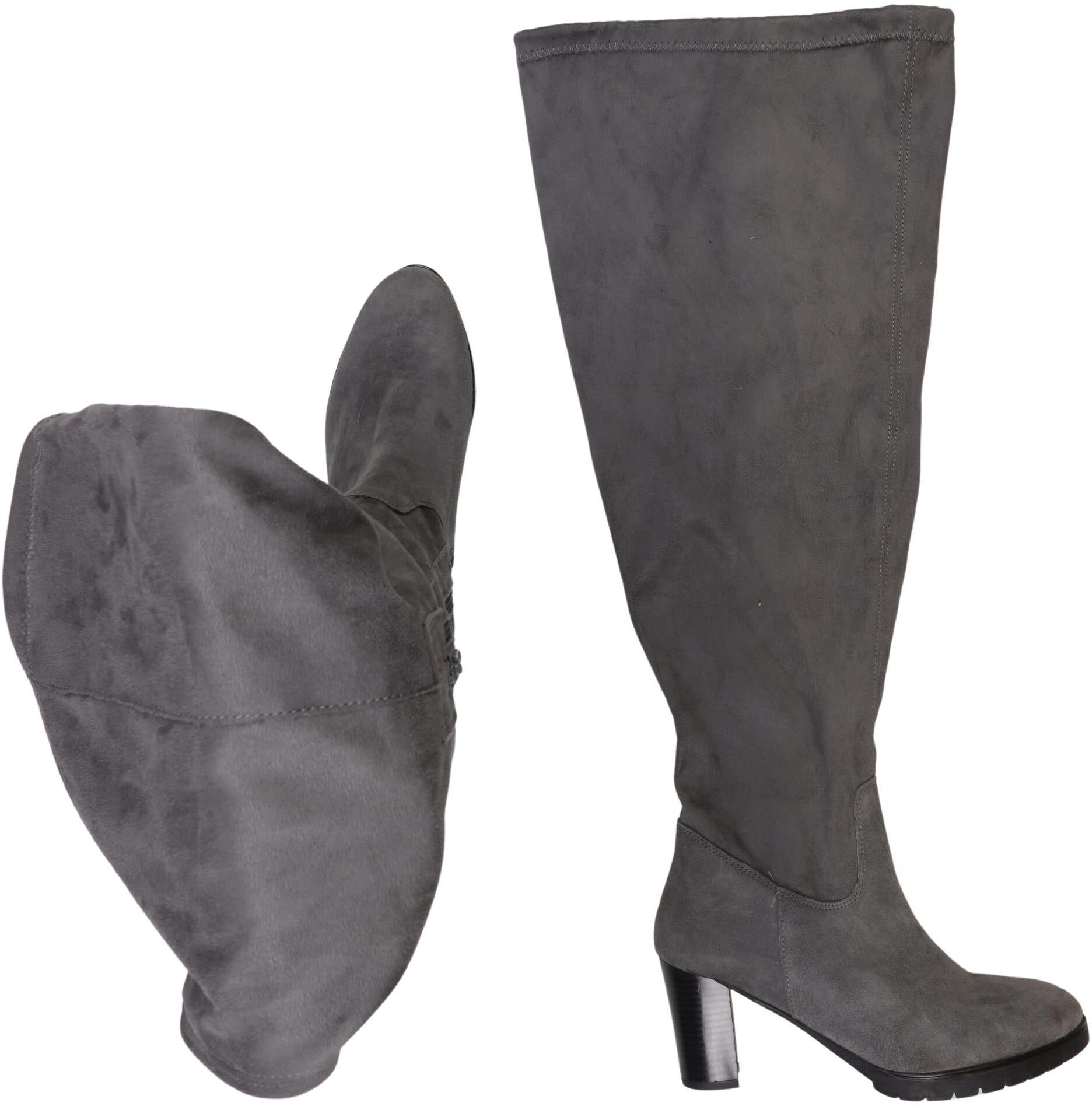 Ulla Popken Damen Stiefel, Grau, Gr. EU 39, kein / Etikett - Second Hand