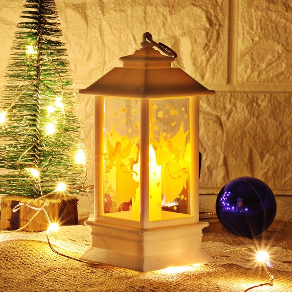 Wit Kerstlantaarn Decoratie voor Feestelijke Verlichting - 16 x 11 x 5 cm
