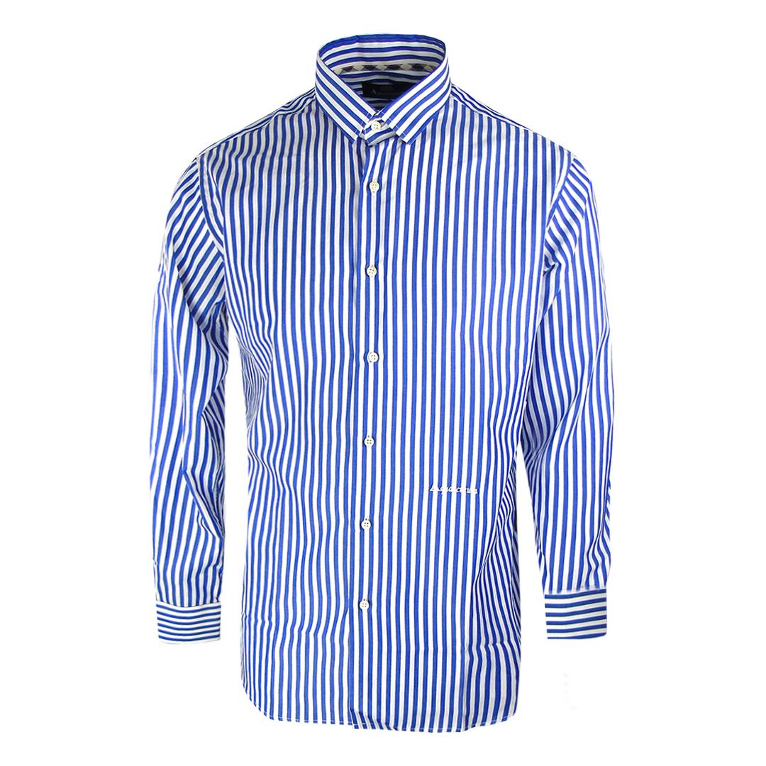 Blaues Langarmhemd mit Streifenmuster von Aquascutum