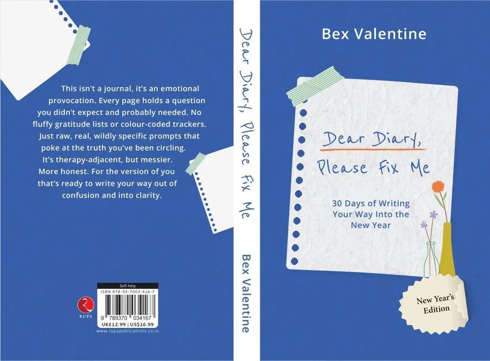 Rupa Publications Dear Diary, Please Fix Me by Bex Valentine - 30 Days of Journaling Prompts - Paperback Self-Help Guide for Adults - New Year Reflection Journal