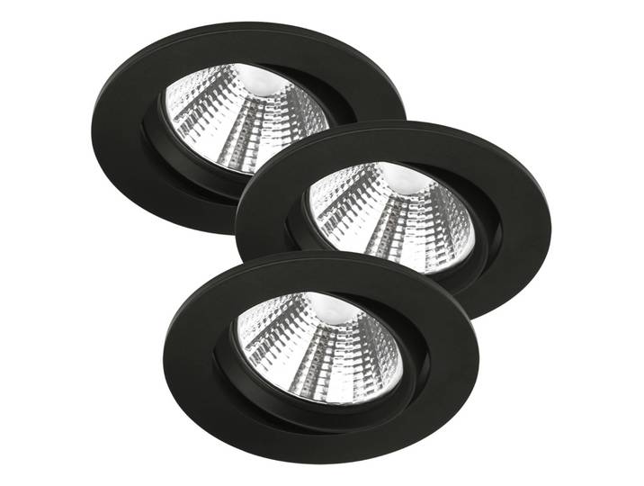 Nordlux LED-Deckeneinbauspot Freemont 2.700K 3er, schwarz Fremont, schwarz, für Wohn- / Esszimmer, Metall, Modern