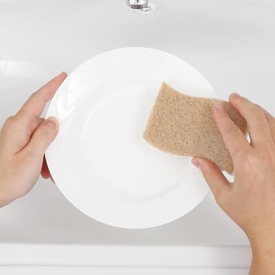 happimess Natural Plant Based Non-Scratch Sisal Hemp/Cellulose Scrubbing Dish Sponge, Beige/White (Set of 12)